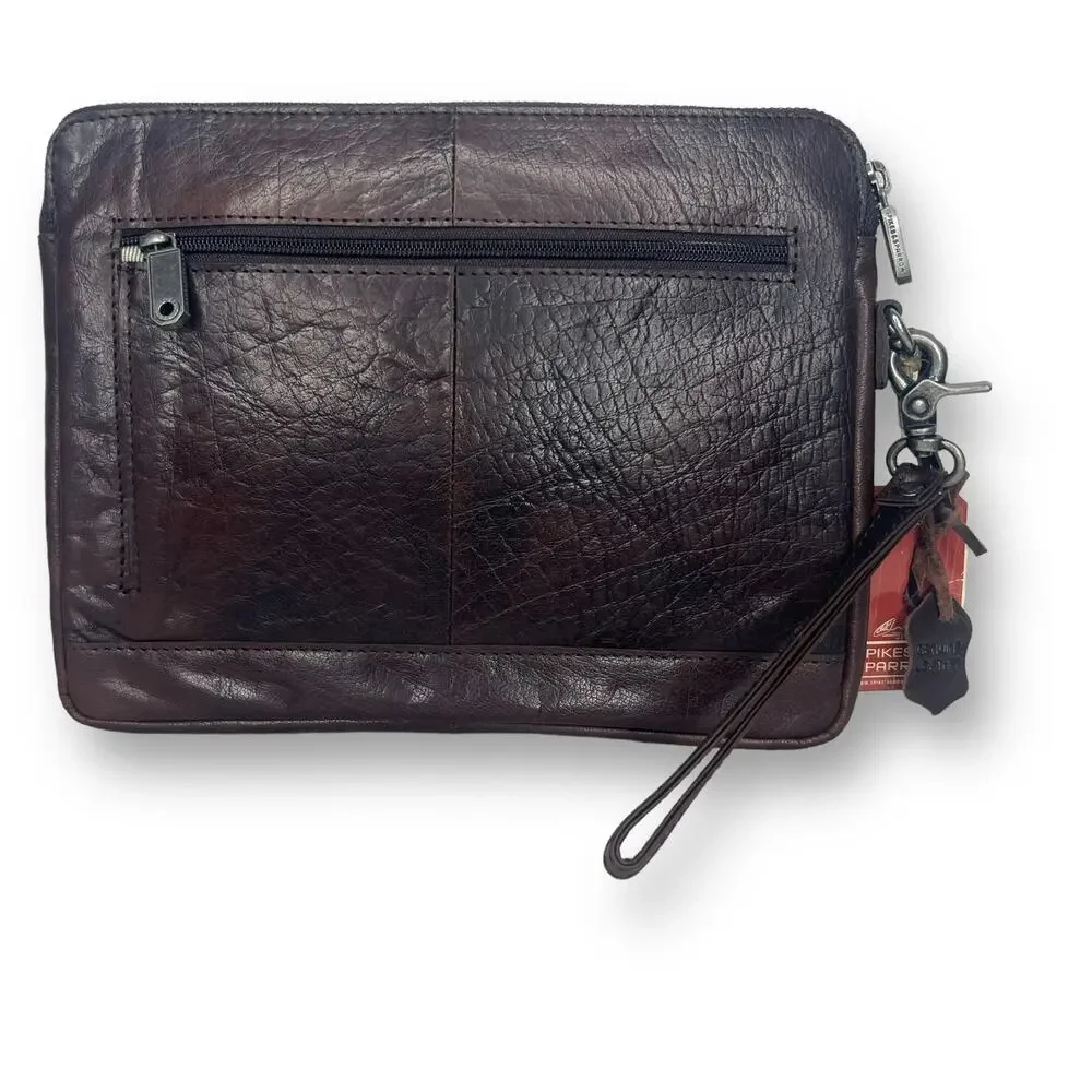 Spikes and Sparrow Dark Brown Buffalo Leather Tablet Case iPad Sleeve Bag 11x9.5